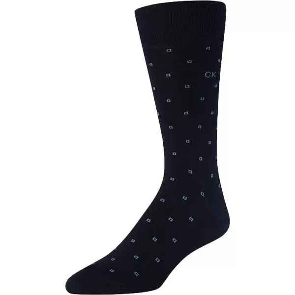 imageCalvin Klein Mens Dress Socks  Solid And Pattern Cotton Blend Dress Crew 6 PackNavy Assorted