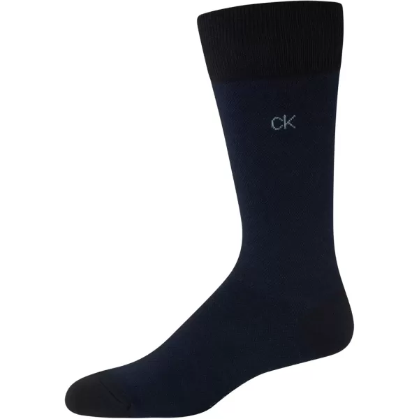 imageCalvin Klein Mens Dress Socks  Solid And Pattern Cotton Blend Dress Crew 6 PackNavy Multi