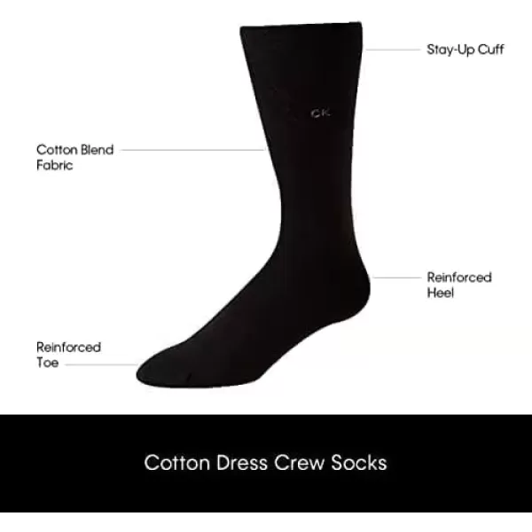 imageCalvin Klein Mens Dress Socks  Solid And Pattern Cotton Blend Dress Crew 6 PackNavyGreyBlack