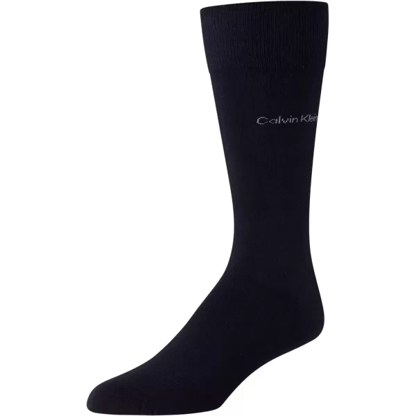 imageCalvin Klein Mens Dress Socks  Solid And Pattern Cotton Blend Dress Crew 6 PackNavyGreyBlack