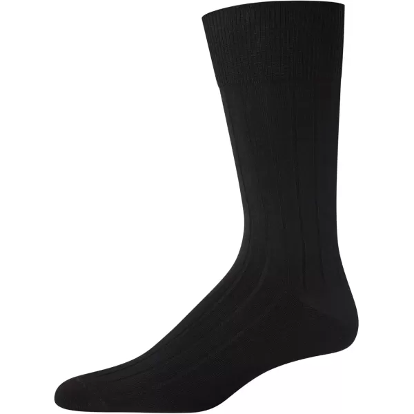 imageCalvin Klein Mens Dress Socks  Solid And Pattern Cotton Blend Dress Crew 6 PackSolid Black