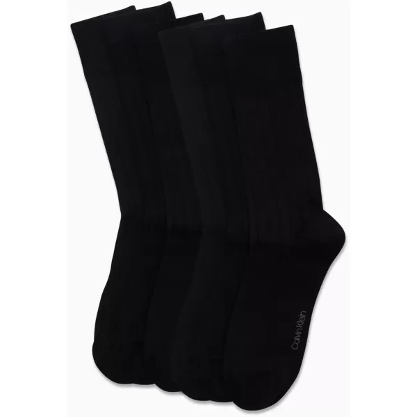 imageCalvin Klein Mens Dress Socks  Solid And Pattern Cotton Blend Dress Crew 6 PackSolid Black