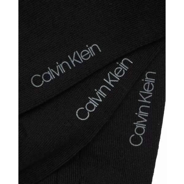 imageCalvin Klein Mens Dress Socks  Solid And Pattern Cotton Blend Dress Crew 6 PackSolid Black