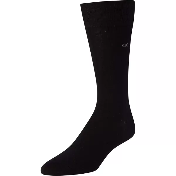 imageCalvin Klein Mens Dress Socks  Solid And Pattern Cotton Blend Dress Crew 6 PackStripeBlackBlack