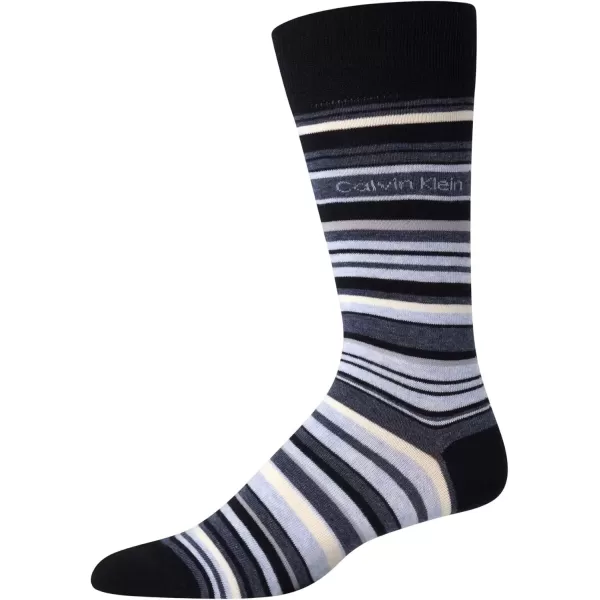 imageCalvin Klein Mens Dress Socks  Solid And Pattern Cotton Blend Dress Crew 6 PackStripeBlackBlack