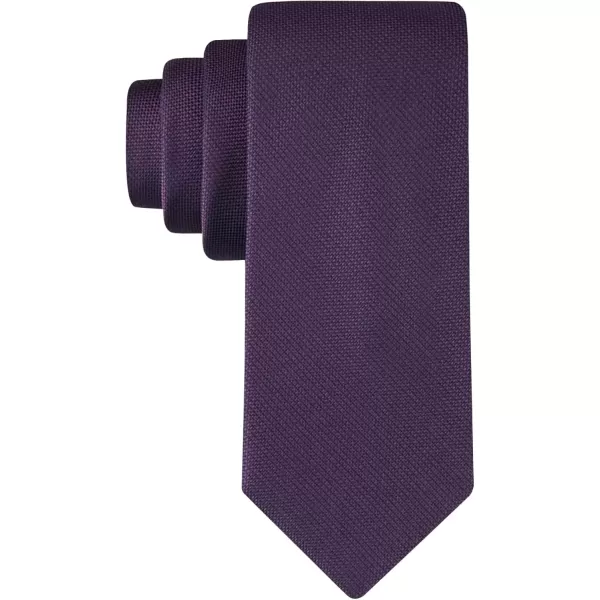 imageCalvin Klein Mens Silver Spun Solid Necktie Standard and Extra Long SizesPurple Spun Solid