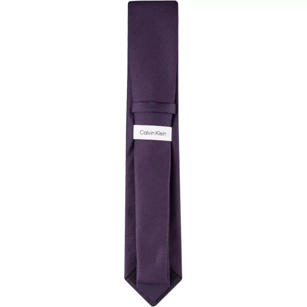 imageCalvin Klein Mens Silver Spun Solid Necktie Standard and Extra Long SizesPurple Spun Solid