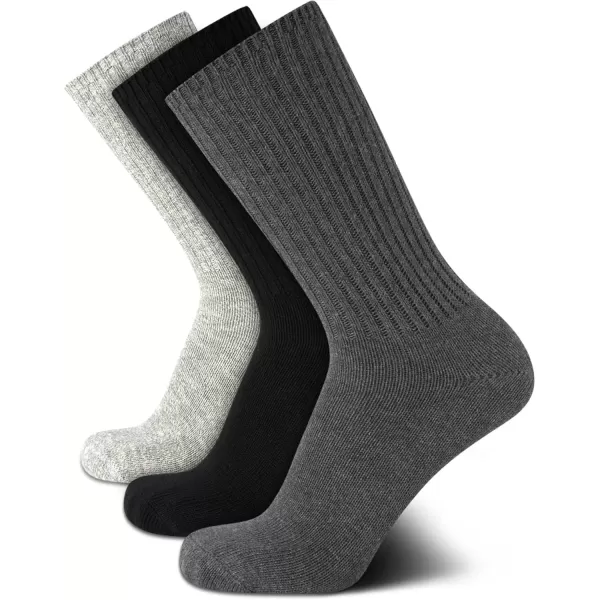 imageCalvin Klein Mens Athletic Socks  3 Pack Cotton Blend Cushioned Sole Dress Socks  NonBinding Crew Socks for MenCharcoalBlackOxford