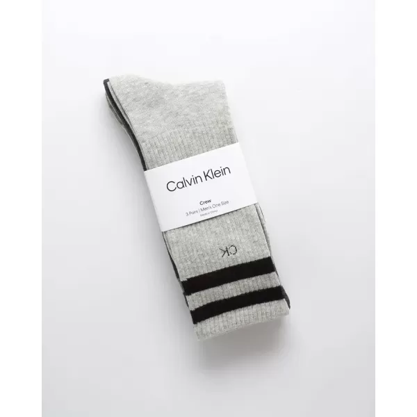 imageCalvin Klein Mens Athletic Socks  3 Pack Cotton Blend Cushioned Sole Dress Socks  NonBinding Crew Socks for MenHeather Grey Stripe