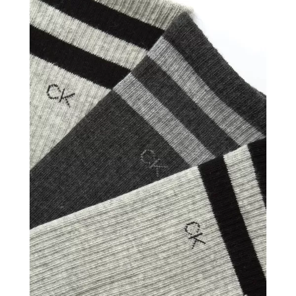 imageCalvin Klein Mens Athletic Socks  3 Pack Cotton Blend Cushioned Sole Dress Socks  NonBinding Crew Socks for MenHeather Grey Stripe