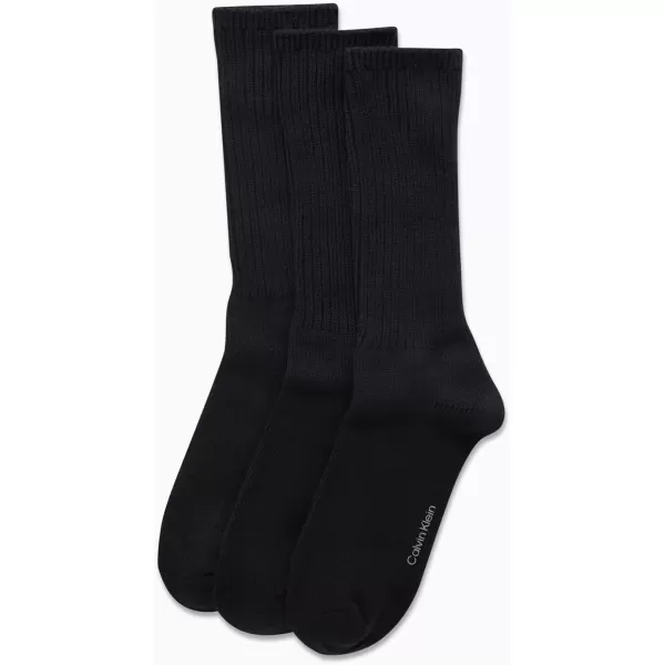 imageCalvin Klein Mens Athletic Socks  3 Pack Cotton Blend Cushioned Sole Dress Socks  NonBinding Crew Socks for MenNavy