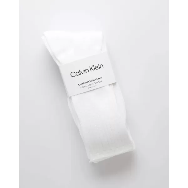 imageCalvin Klein Mens Athletic Socks  3 Pack Cotton Blend Cushioned Sole Dress Socks  NonBinding Crew Socks for MenWhite