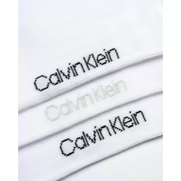 imageCalvin Klein Mens Athletic Socks  3 Pack Cotton Blend Cushioned Sole Dress Socks  NonBinding Crew Socks for MenWhite Stripe