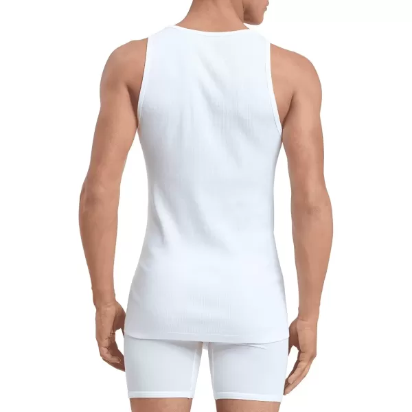 imageCalvin Klein Mens Cotton Classics 5Pack Tanks3 White2 Grey Heather