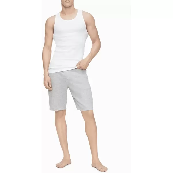 imageCalvin Klein Mens Cotton Classics 5Pack Tanks3 White2 Grey Heather