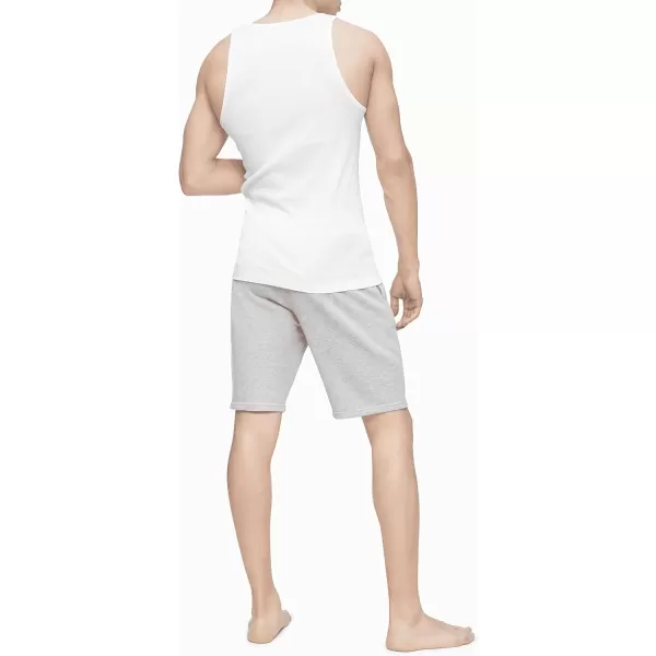 imageCalvin Klein Mens Cotton Classics 5Pack Tanks3 White2 Grey Heather