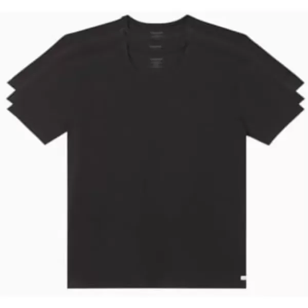 imageCalvin Klein Mens Cotton Stretch 3Pack Undershirts3 Black  Crewneck