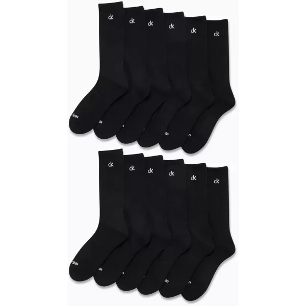 imageCalvin Klein Mens Crew Socks  12 Pack Performance Cushioned Comfort MidCalf Socks  Athletic Socks for Men Sizes 712Black Logo