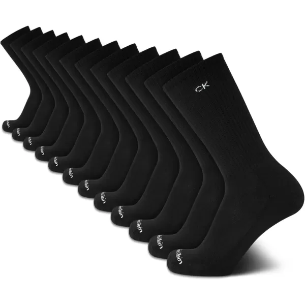 imageCalvin Klein Mens Crew Socks  12 Pack Performance Cushioned Comfort MidCalf Socks  Athletic Socks for Men Sizes 712Pure Black