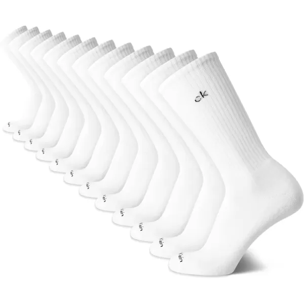 imageCalvin Klein Mens Crew Socks  12 Pack Performance Cushioned Comfort MidCalf Socks  Athletic Socks for Men Sizes 712White