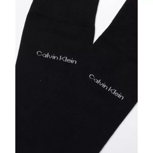 imageCalvin Klein Mens Dress Socks  1 Pair Egyptian Cotton Blend Comfort Stay Up Cuff Crew Socks  Dress Socks for Men 712Black