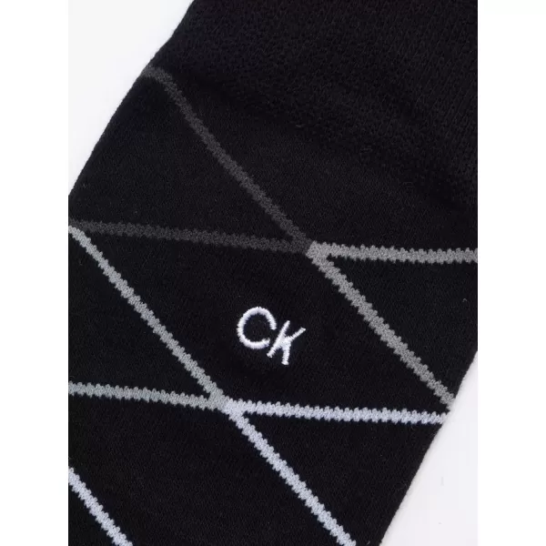 imageCalvin Klein Mens Dress Socks  1 Pair Egyptian Cotton Blend Comfort Stay Up Cuff Crew Socks  Dress Socks for Men 712Black Diamond