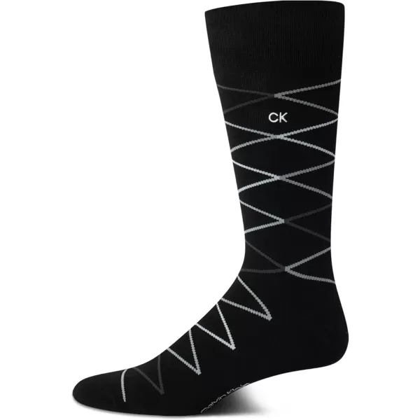 imageCalvin Klein Mens Dress Socks  1 Pair Egyptian Cotton Blend Comfort Stay Up Cuff Crew Socks  Dress Socks for Men 712Black Diamond