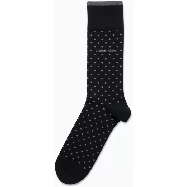 imageCalvin Klein Mens Dress Socks  1 Pair Egyptian Cotton Blend Comfort Stay Up Cuff Crew Socks  Dress Socks for Men 712Black Pin Dot