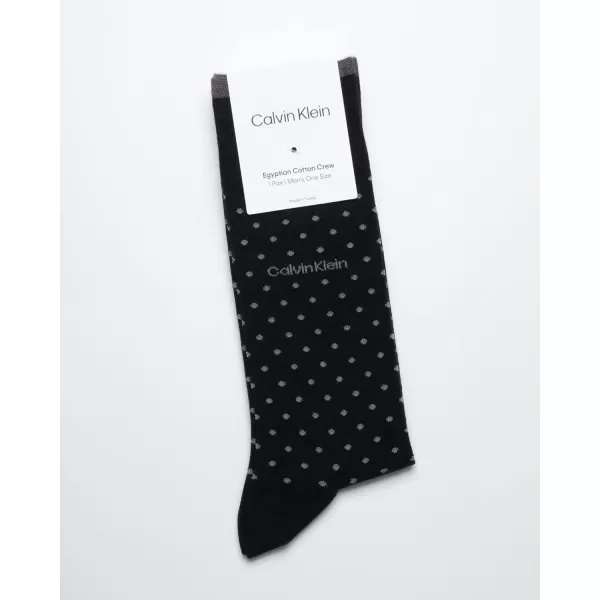 imageCalvin Klein Mens Dress Socks  1 Pair Egyptian Cotton Blend Comfort Stay Up Cuff Crew Socks  Dress Socks for Men 712Black Pin Dot