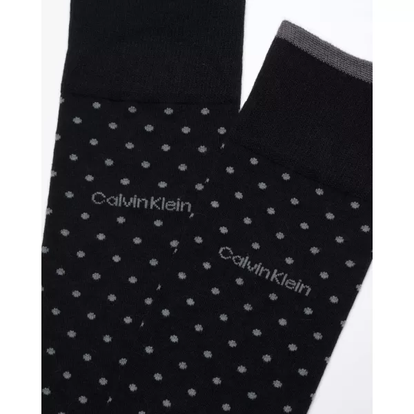 imageCalvin Klein Mens Dress Socks  1 Pair Egyptian Cotton Blend Comfort Stay Up Cuff Crew Socks  Dress Socks for Men 712Black Pin Dot