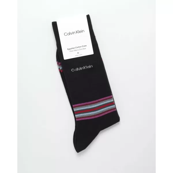 imageCalvin Klein Mens Dress Socks  1 Pair Egyptian Cotton Blend Comfort Stay Up Cuff Crew Socks  Dress Socks for Men 712BlackPink Stripe