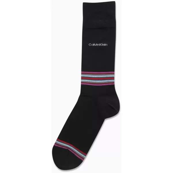 imageCalvin Klein Mens Dress Socks  1 Pair Egyptian Cotton Blend Comfort Stay Up Cuff Crew Socks  Dress Socks for Men 712BlackPink Stripe