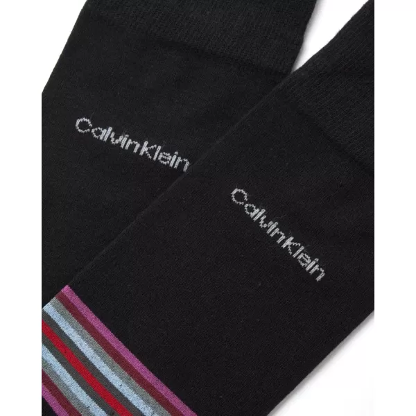 imageCalvin Klein Mens Dress Socks  1 Pair Egyptian Cotton Blend Comfort Stay Up Cuff Crew Socks  Dress Socks for Men 712BlackPink Stripe