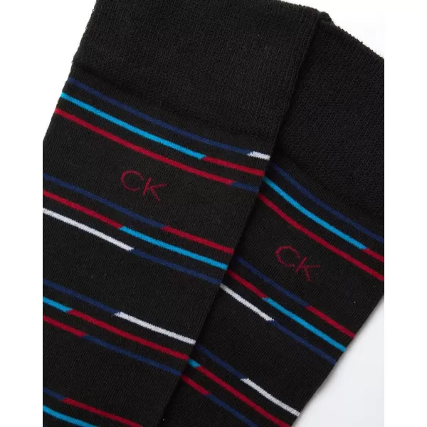 imageCalvin Klein Mens Dress Socks  1 Pair Egyptian Cotton Blend Comfort Stay Up Cuff Crew Socks  Dress Socks for Men 712BlackStripes