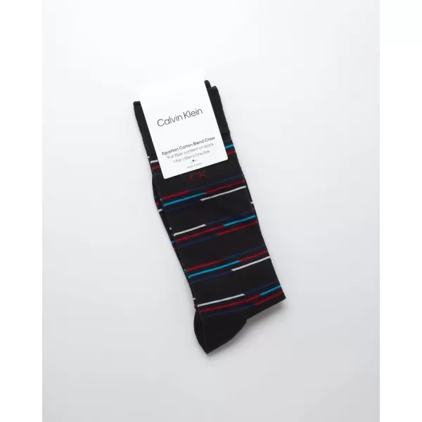 imageCalvin Klein Mens Dress Socks  1 Pair Egyptian Cotton Blend Comfort Stay Up Cuff Crew Socks  Dress Socks for Men 712BlackStripes