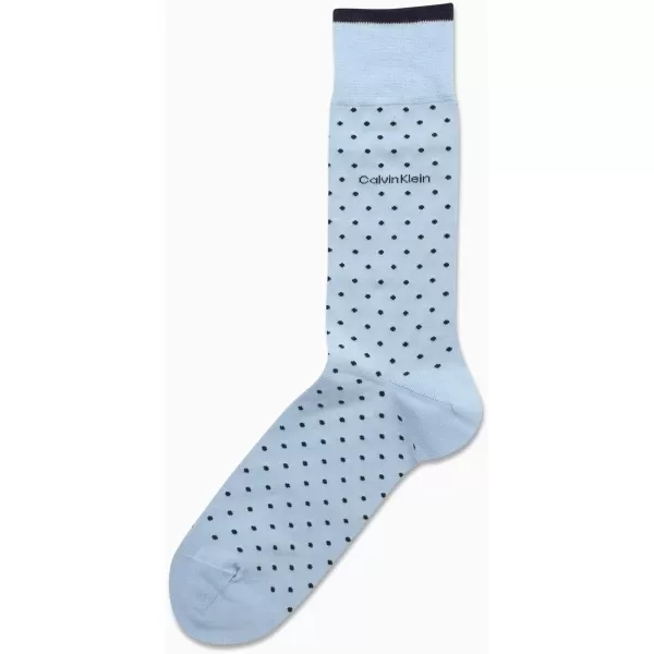 imageCalvin Klein Mens Dress Socks  1 Pair Egyptian Cotton Blend Comfort Stay Up Cuff Crew Socks  Dress Socks for Men 712Blue Dot