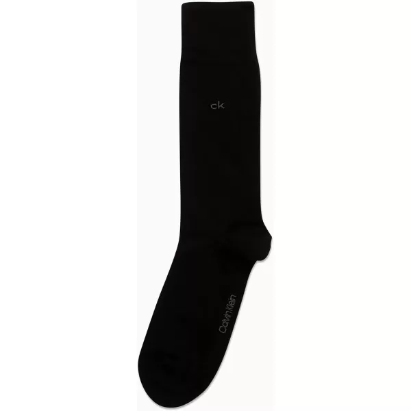 imageCalvin Klein Mens Dress Socks  1 Pair Egyptian Cotton Blend Comfort Stay Up Cuff Crew Socks  Dress Socks for Men 712Dark Black