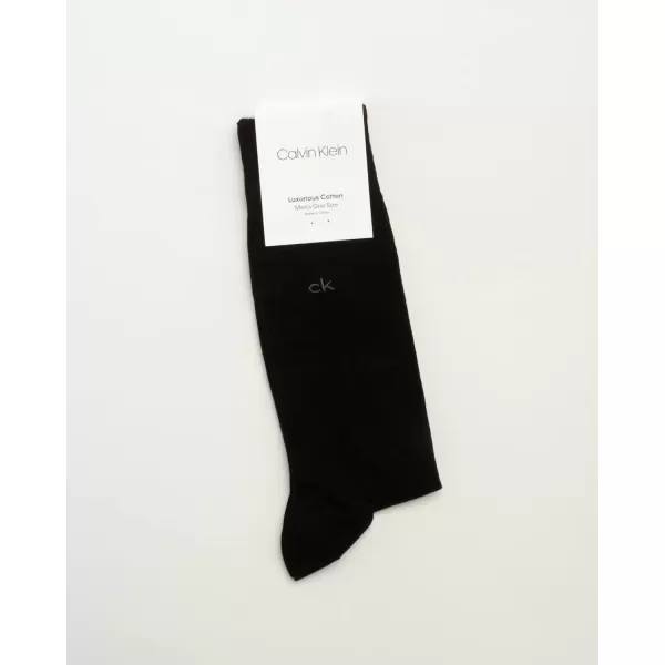 imageCalvin Klein Mens Dress Socks  1 Pair Egyptian Cotton Blend Comfort Stay Up Cuff Crew Socks  Dress Socks for Men 712Dark Black