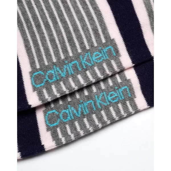 imageCalvin Klein Mens Dress Socks  1 Pair Egyptian Cotton Blend Comfort Stay Up Cuff Crew Socks  Dress Socks for Men 712Grey Stripes