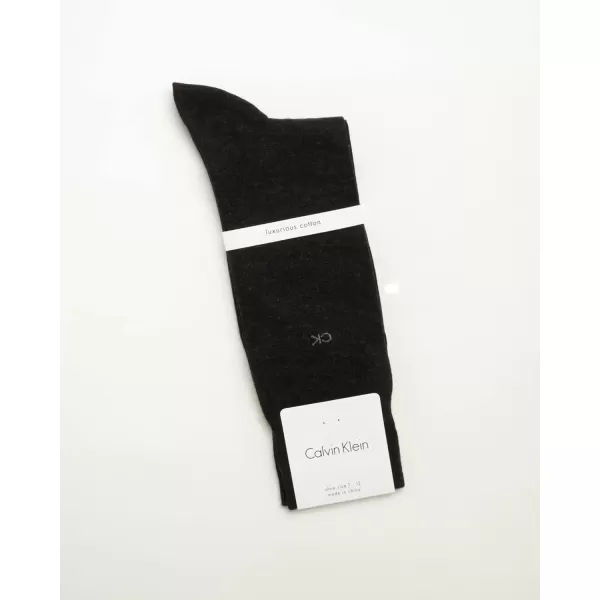 imageCalvin Klein Mens Dress Socks  1 Pair Egyptian Cotton Blend Comfort Stay Up Cuff Crew Socks  Dress Socks for Men 712Heather Grey