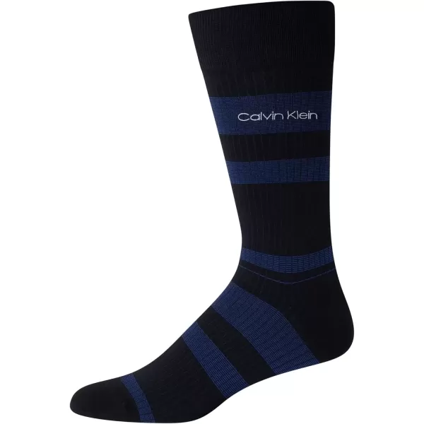 imageCalvin Klein Mens Dress Socks  1 Pair Egyptian Cotton Blend Comfort Stay Up Cuff Crew Socks  Dress Socks for Men 712Klein Blue