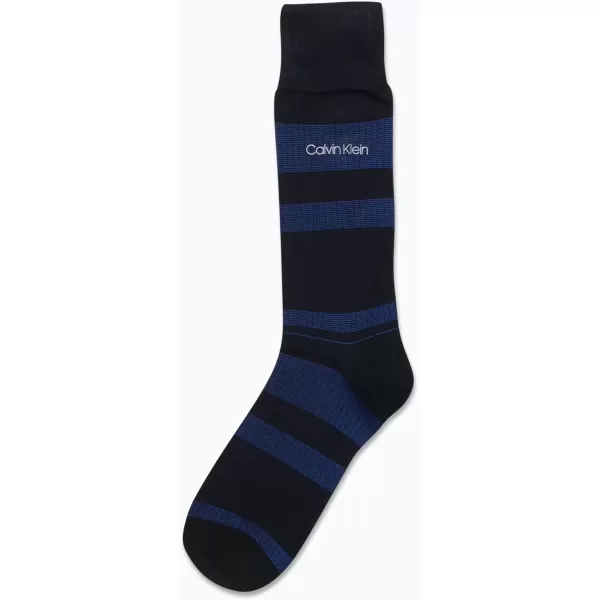 imageCalvin Klein Mens Dress Socks  1 Pair Egyptian Cotton Blend Comfort Stay Up Cuff Crew Socks  Dress Socks for Men 712Klein Blue