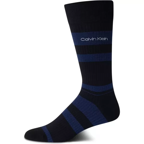 imageCalvin Klein Mens Dress Socks  1 Pair Egyptian Cotton Blend Comfort Stay Up Cuff Crew Socks  Dress Socks for Men 712Klein Blue