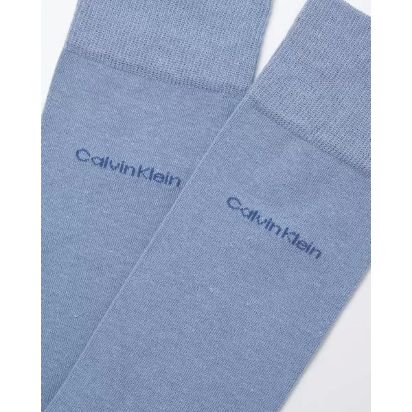 imageCalvin Klein Mens Dress Socks  1 Pair Egyptian Cotton Blend Comfort Stay Up Cuff Crew Socks  Dress Socks for Men 712Light Blue