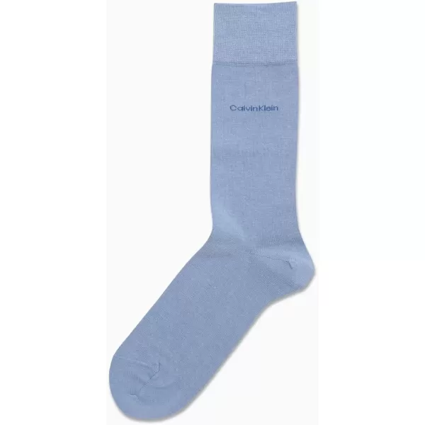 imageCalvin Klein Mens Dress Socks  1 Pair Egyptian Cotton Blend Comfort Stay Up Cuff Crew Socks  Dress Socks for Men 712Light Blue