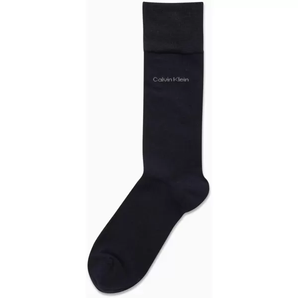 imageCalvin Klein Mens Dress Socks  1 Pair Egyptian Cotton Blend Comfort Stay Up Cuff Crew Socks  Dress Socks for Men 712Navy