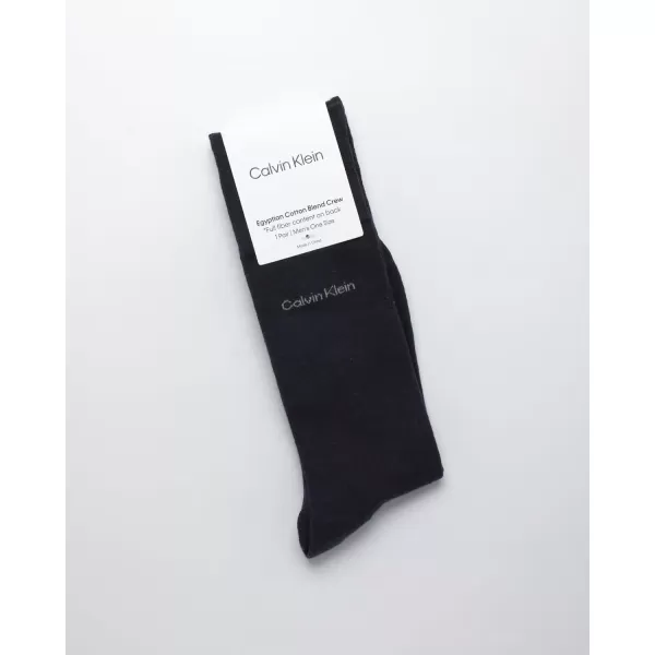 imageCalvin Klein Mens Dress Socks  1 Pair Egyptian Cotton Blend Comfort Stay Up Cuff Crew Socks  Dress Socks for Men 712Navy