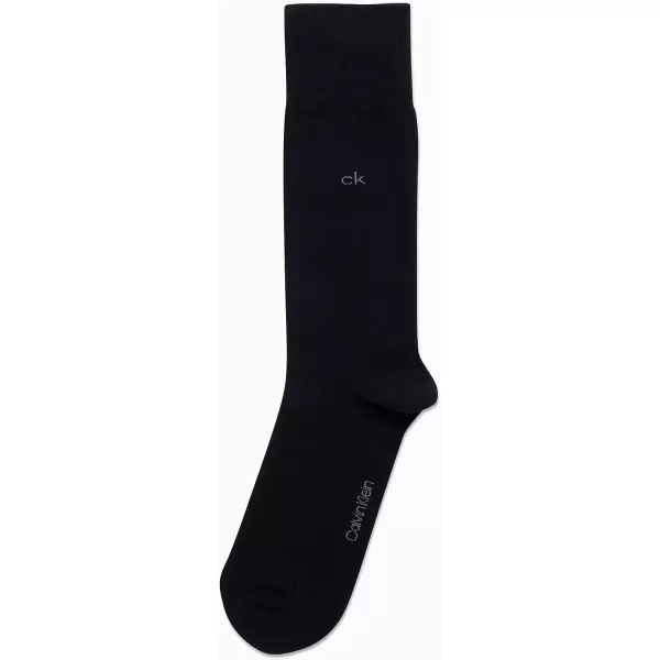 imageCalvin Klein Mens Dress Socks  1 Pair Egyptian Cotton Blend Comfort Stay Up Cuff Crew Socks  Dress Socks for Men 712Navy Logo