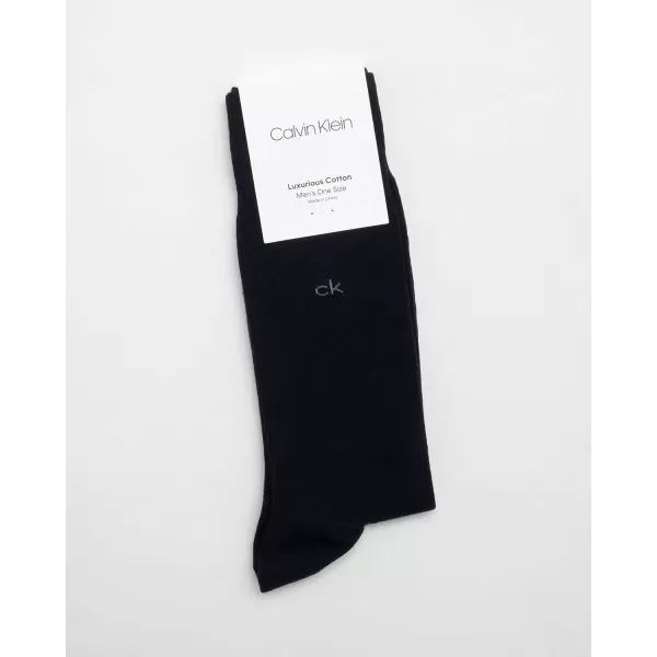 imageCalvin Klein Mens Dress Socks  1 Pair Egyptian Cotton Blend Comfort Stay Up Cuff Crew Socks  Dress Socks for Men 712Navy Logo