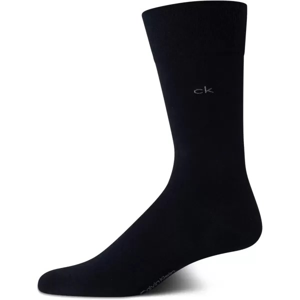 imageCalvin Klein Mens Dress Socks  1 Pair Egyptian Cotton Blend Comfort Stay Up Cuff Crew Socks  Dress Socks for Men 712Navy Logo